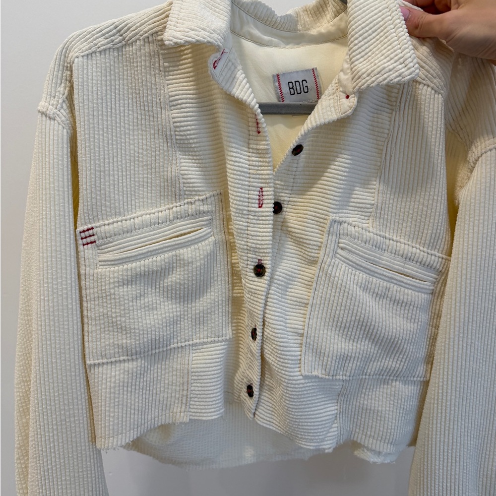 BDG Off-White Corduroy Shacket Jacket